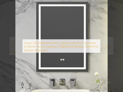 Armoire de salle de bain à LED avec miroir anti-brouillard et capteur de mouvement. Armoire de rangement imperméable pour salle de bain moderne.