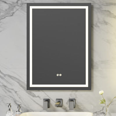 Miroir de salle de bain à LED intelligent avec fonction anti-brouillard, atténuation sans pas, conception imperméable à l'eau, contrôle double contact, température de couleur de 3000K ~ 6000K et dimensions et fonctions personnalisables